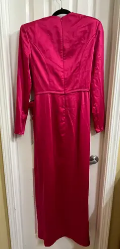 Mac Duggal NEW IEENA FOR Pink Long Sleeve Structured Bow Draped Gown Size 6