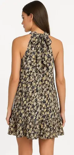 MELLODAY Floral Print Sleeveless Tie-Back Ruffle Hem Dress Size L