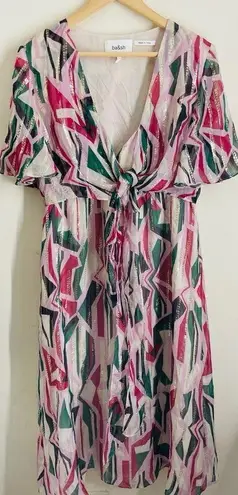 Ba&sh Beryl Rose Silk Faux Wrap Midi Dress size L (10) as seen on Kelly Ripa