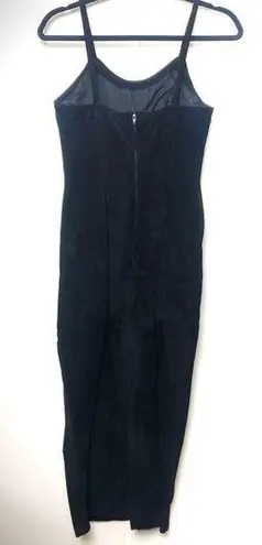 Positano Pelle Vintage Leather Sleeveless Bodycon Dress Black