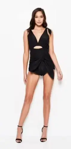 Alice McCALL Bon Bon Bow Cutout Playsuit Romper Black Satin Shoulder Ties sz. 2