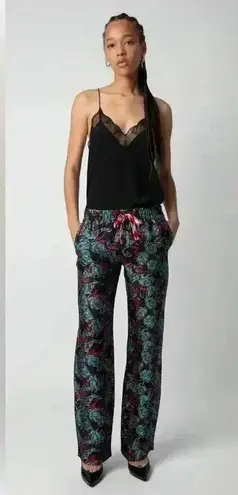 Zadig & Voltaire Women’s “Pomy Jaquard Thunder” Black Floral Pants Size XS/34