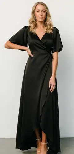 Baltic Born Vara Satin Maxi Wrap Dress Short Sleeve New Without Tags