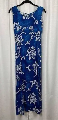 Vintage Blue Royal Hawaiian  Floral Hawaiian Maxi Dress Sz.6