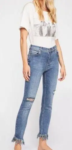 Free People  Great heights frayed fringe skinny jeans 28