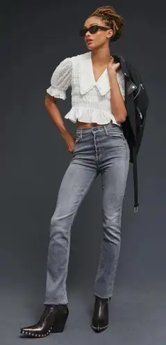 New Mother The Pixie Dazzler Ankle Fray Jeans in Digging Up Dirt Size 25 Gray