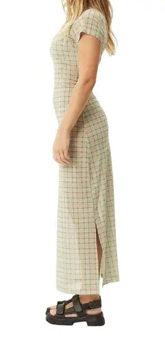 Afends Kali Sheer Maxi Dress in Pistachio Check, Size XS Green