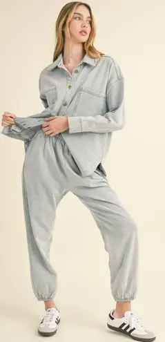 Miou Muse Oversized Washed Indigo Cotton Sweatpants Joggers Medium Blue