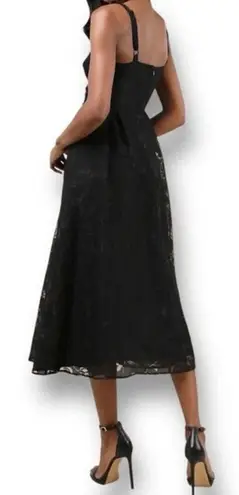 Lulus Flirtatious Crush Black Burnout Floral Pleated Bow Midi Dress Whimsygoth S