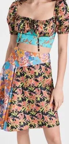 SNOW XUE GAO New York Floral Printed Milk Maid Top Blue Size 6