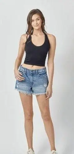 Hidden Jeans Hidden Women's High-Waisted Denim Destroyed Shorts Frayed Hem Size Large New wit