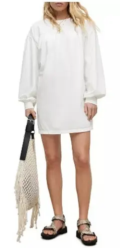 ALLSAINTS NWT Harlow Utility Cotton Denim Dress White Long Sleeve Mini Size 2