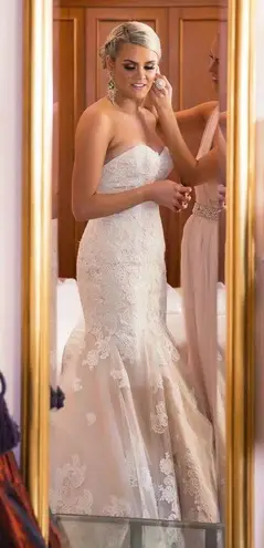 W•too NWT~ WTOO Ivory "Flora" Strapless Sweetheart Neck Wedding Dress Bride Gown ~12