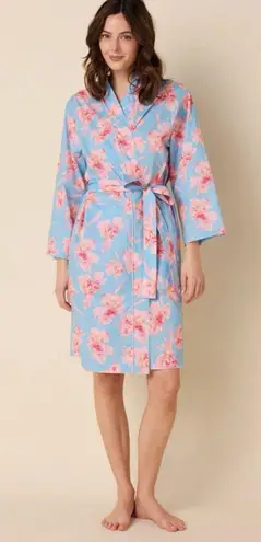 The Cat's Pajamas Celeste Luxe Pima Kimono Robe Cherry Blossom Print Size S/M Yellow Size M