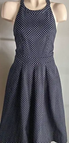 The Limited Navy Polka Dot Halter Dress Size 2 | Fit & Flare Retro Sleeveless