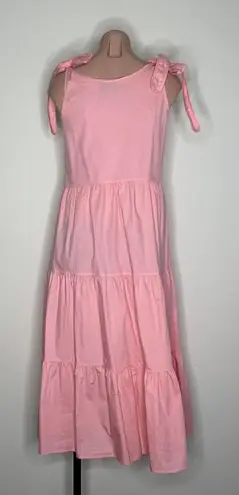 Comfy And Ready Tessa Tiered Tie Up Maxi Dress Size Medium In Pink