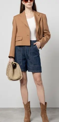 Weekend Max Mara “Elica” Cotton and Linen Blend Denim Shorts Blue Size 2