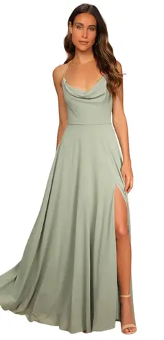 Lulus Romantically Speaking Sage Green Cowl Lace