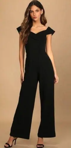 Lulus Love Me Tender Black Off The Shoulder Wide Leg Jumpsuit