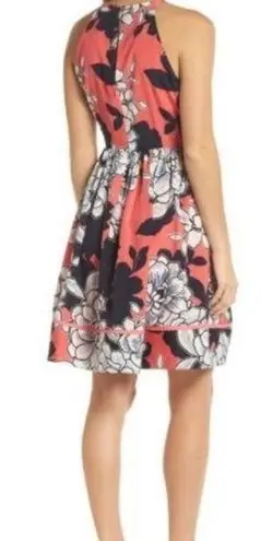 Vince Camuto  Floral Fit and Flare Dress Pink Navy Blue Halter Women’s Size 10