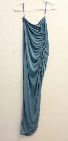 JLUXLABEL  Sky Blue NWT Dress Strapless Ruched Gown Maxi Dress Small