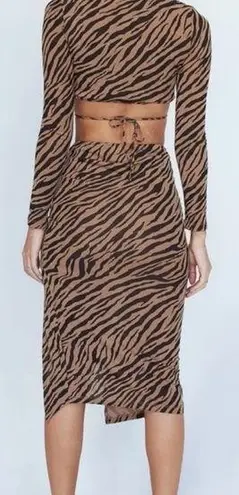 Princess Polly  Savannah Set Zebra Size 8 New Top Pre-Owned Skirt NWT Animal US 4