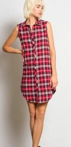 Sans Souci Red Plaid Shirtdress