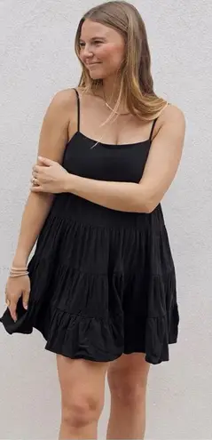Talula Women's Sleeveless Tiered Scoop Neck Mini Summer Dress Black Size Small