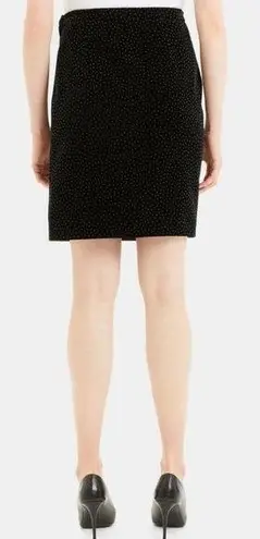 Theory NWT  Pleat Wrap Skirt Black/White Dot Velvet Size 6