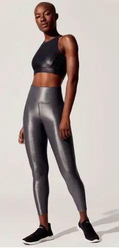 Carbon38 Takara High Waisted Shine Gray Ankle Legging