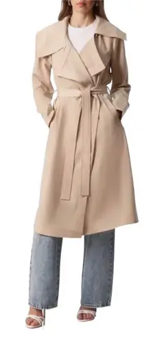 Avec Les Filles Tan Trench Coat Lightweight Drape Belted Jacket Size 2X