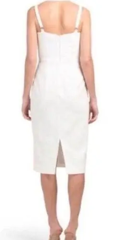 Dress the Population Off White Eve Midi Keyhole Cut Out Slit Sweetheart Dress L