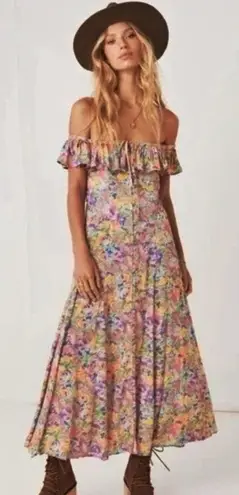 Free People Spell & The Gypsy Dolly Off Shoulder Midi Dress in Popsicle Floral Pink Size XXS