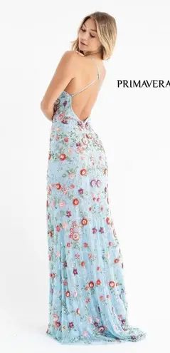 Primavera Couture Prom Dress Blue Floral