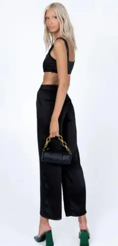 Princess Polly Huxley Black Satin Pants + Crop Top 2 pc Co-ord Set 8