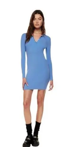 Aritzia Sunday Best Barrymore Dress Long Sleeve Blue MiniSize L Size L