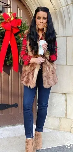 Brown Faux fur oversized vest one size fits most
