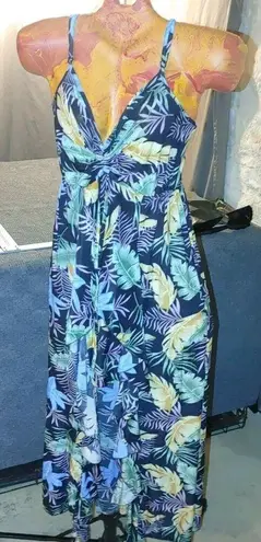 Yuna Floral Maxi Short Beach Tropical Botanical Sleeveless Dress SM High Low Size M