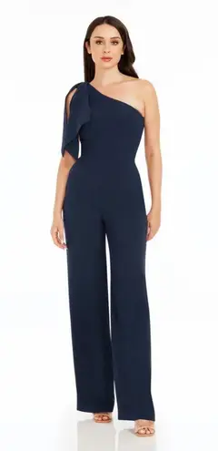 Dress the Population Tiffany Jumpsuit One Shoulder Midnight Blue Navy NWT Size L