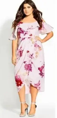 City Chic New! Sakura love maxi floral dress lilac/pink/magenta, plus size 22