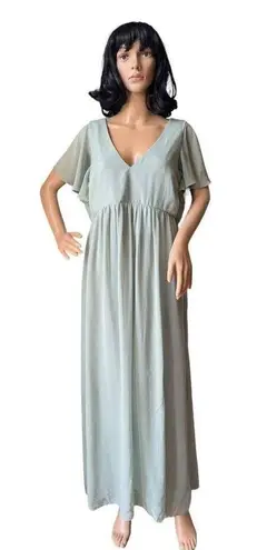 Birdy Grey  Hannah Empire Maternity Dress flutter sleeves Chiffon Sage size XXL