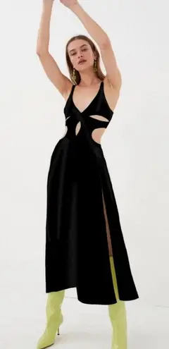 For Love & Lemons Black Yuri Cutout Midi Cocktail Dress Size Medium