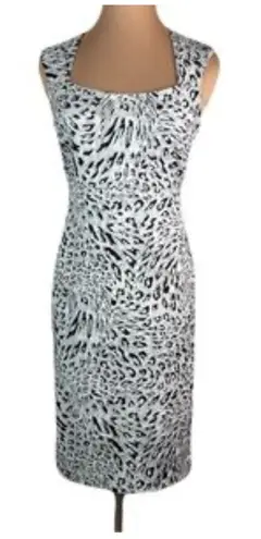 Carmen Marc Valvo Carmen Marc Valvo Black White Animal Print Sleeveless Dress Size M