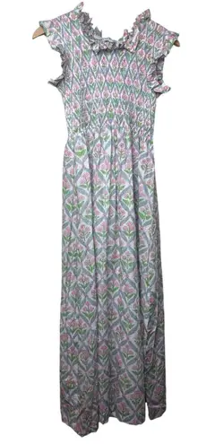 Darlington Isle Paradise Island Smocked Dress Sz. XS Blue