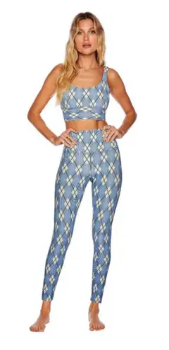 Beach Riot Ivory Argyle Ayla Set Includes Sports Bra & Leggings Size M