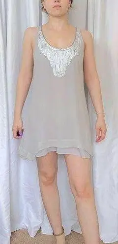 Isabel Lu Vintage Crepe Slip Mini Dress - Silver - M