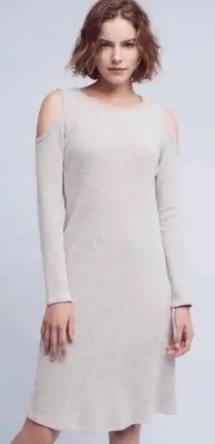 Sol Angeles Anthropologie Cold Shoulder Waffle Knit Midi Dress Gray Size Medium