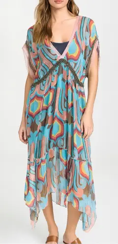 Johnny Was 100% Silk For Love and Liberty Sheer Gauze Handkerchief Kaftan Dress