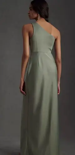 BHLDN Anthropologie Dylan One Shoulder Satin Side Slit Gown Miss Womens Size 10