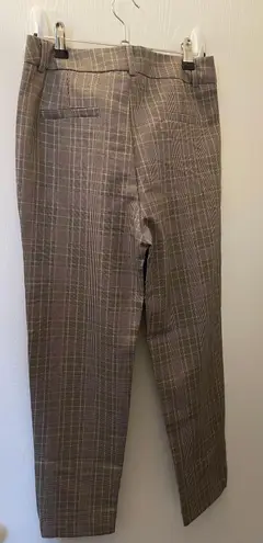 Cropped Plaid Work Pants Brown Size 28